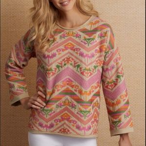 SOFT SURROUNDINGS Celeste Embroidered Pullover Top L